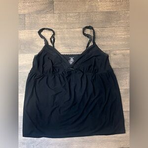 George Elegant Black Chemise with Lace Trim